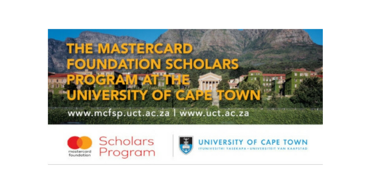 Mastercard Foundation Scholarship Opportunity at UCT 2021