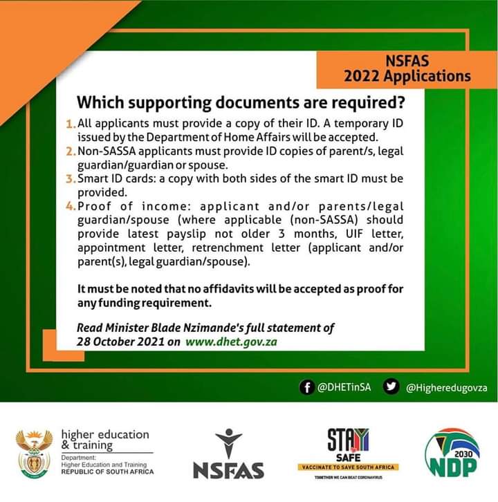 NSFAS REQUIRED DOCUMENTS
