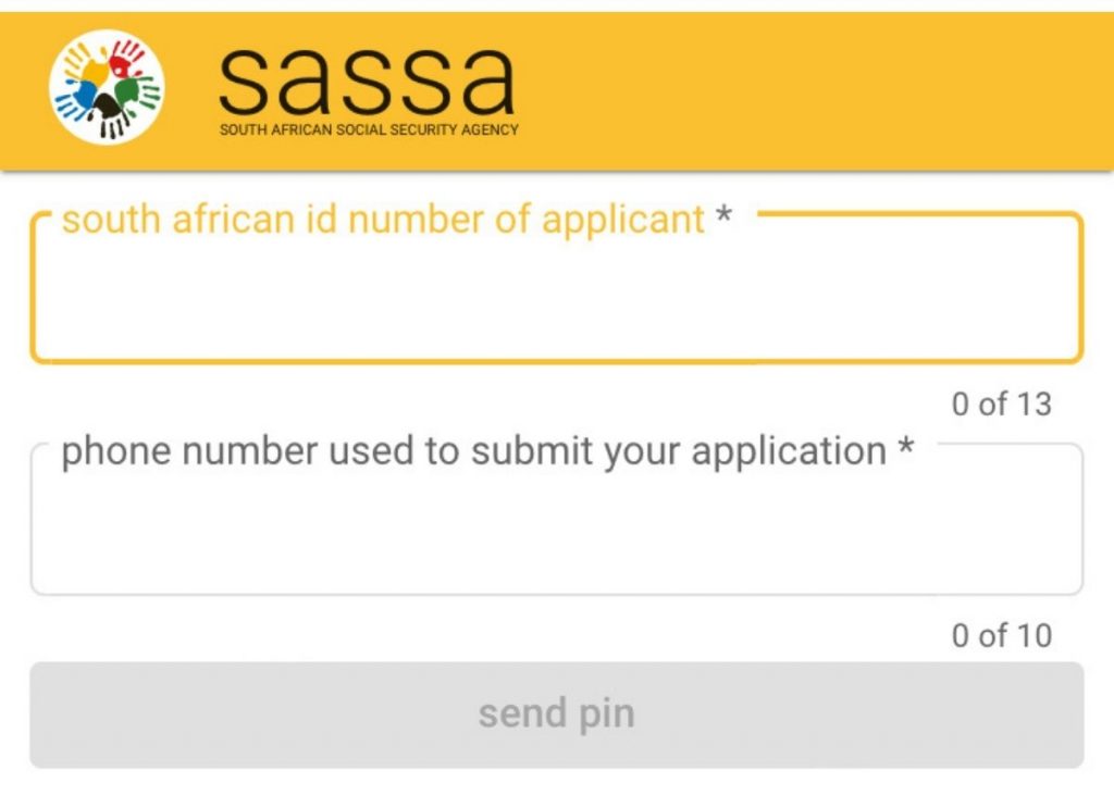Step 3: Enter your personal details – ID number and mobile number – and select the “send pin” option.