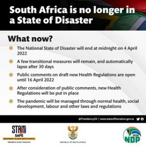 Ramaphosa Announces End of State of Disaster