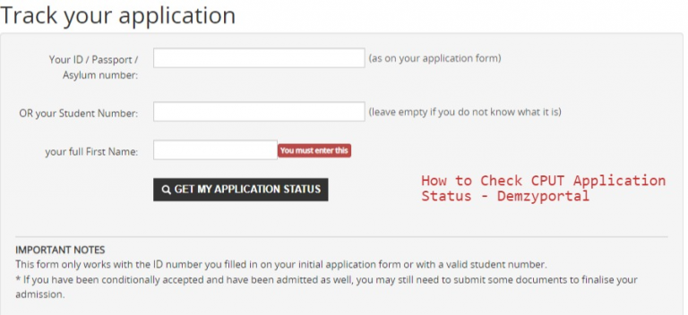 How To Check CPUT Application Status 2023 Demzyportal   Track Application Status CPUT 768x352 